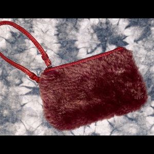 Patricia Nash leather/faux fur wristlet